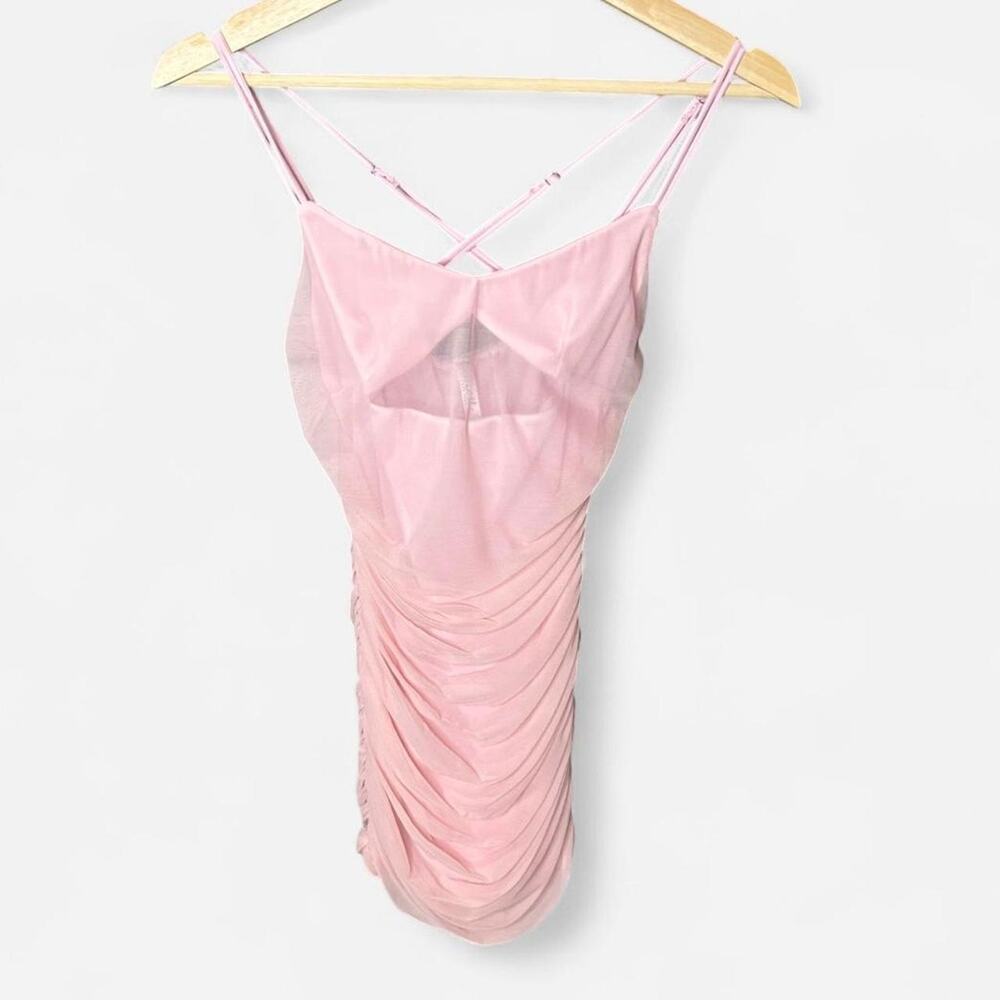 Lucy in the Sky Pink Ruched Mini Dress - Size Small - Bodycon Party Dress
